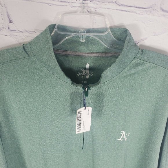 Johnnie O Men's Size XXL Green Oakland Athletic Flex Melange Quarter Zip Jacket - Picture 4 of 11